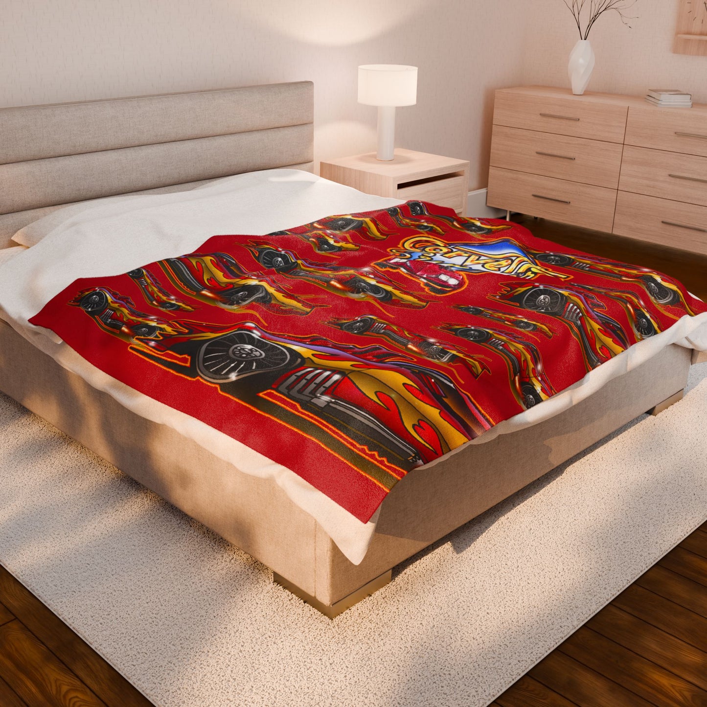 CORVETTE SUMMER Movie Car Art Velveteen Plush Cozy Blanket - 3 Sizes