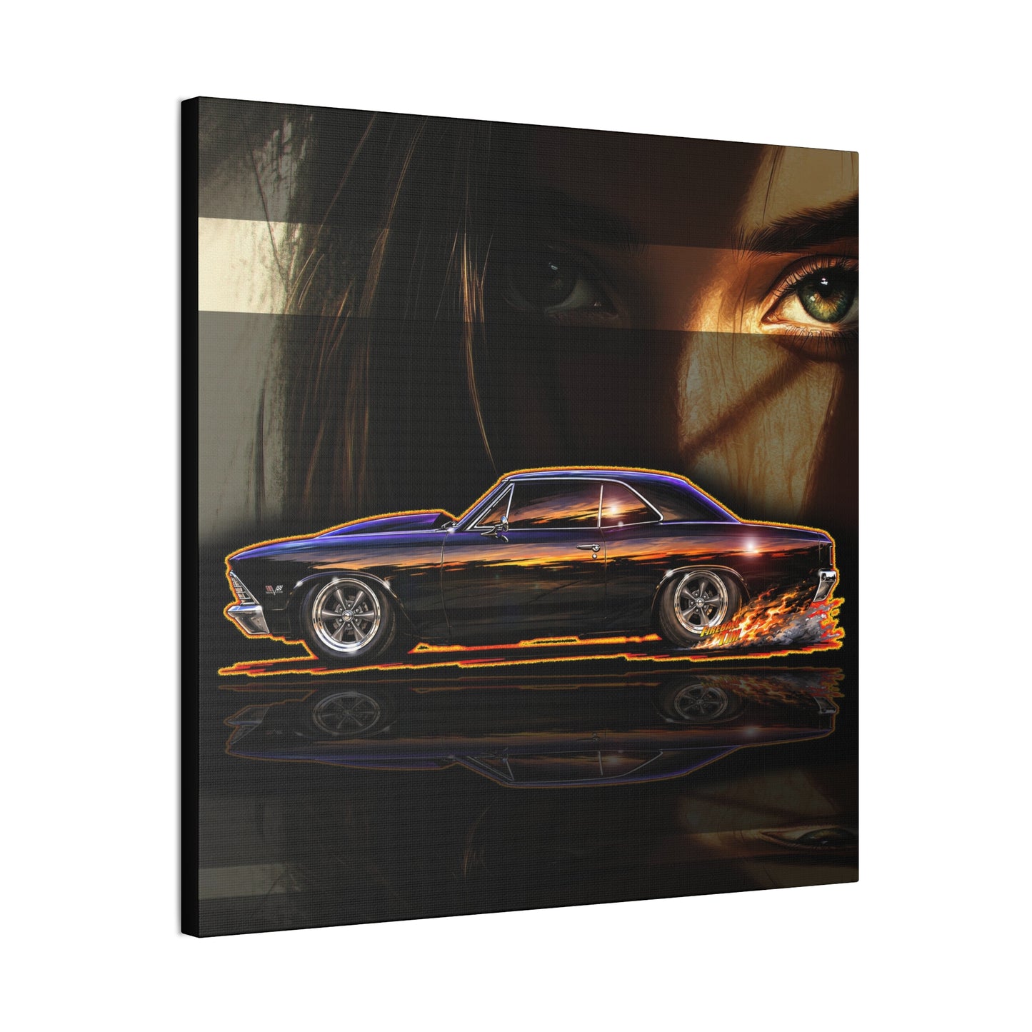 CHEVROLET CHEVY CHEVELLE 1966 Collectible Fireball Art Canvas Stretched Print