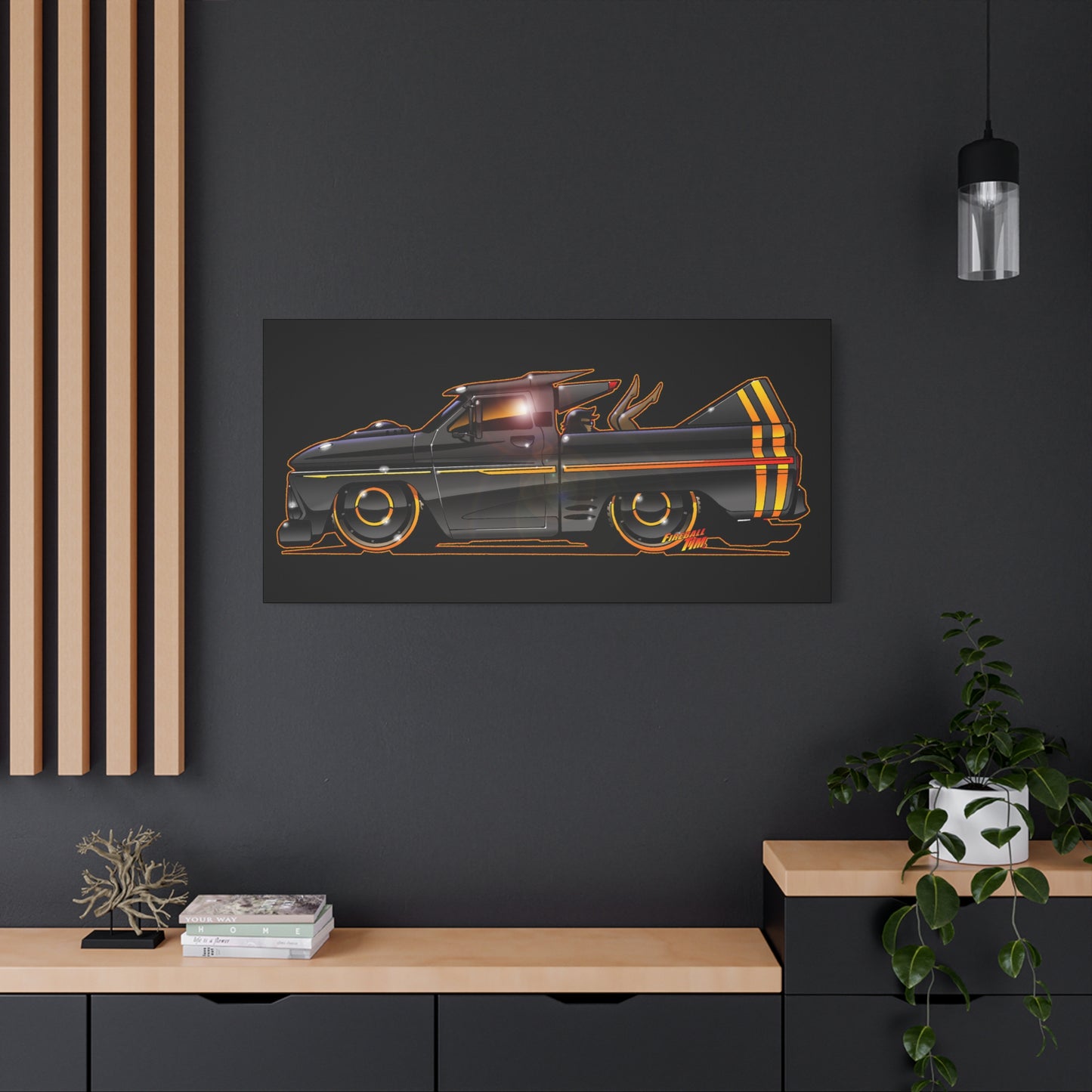 CHEVROLET C10 1960 Stinger Pickup Truck Fireball Art Canvas Print
