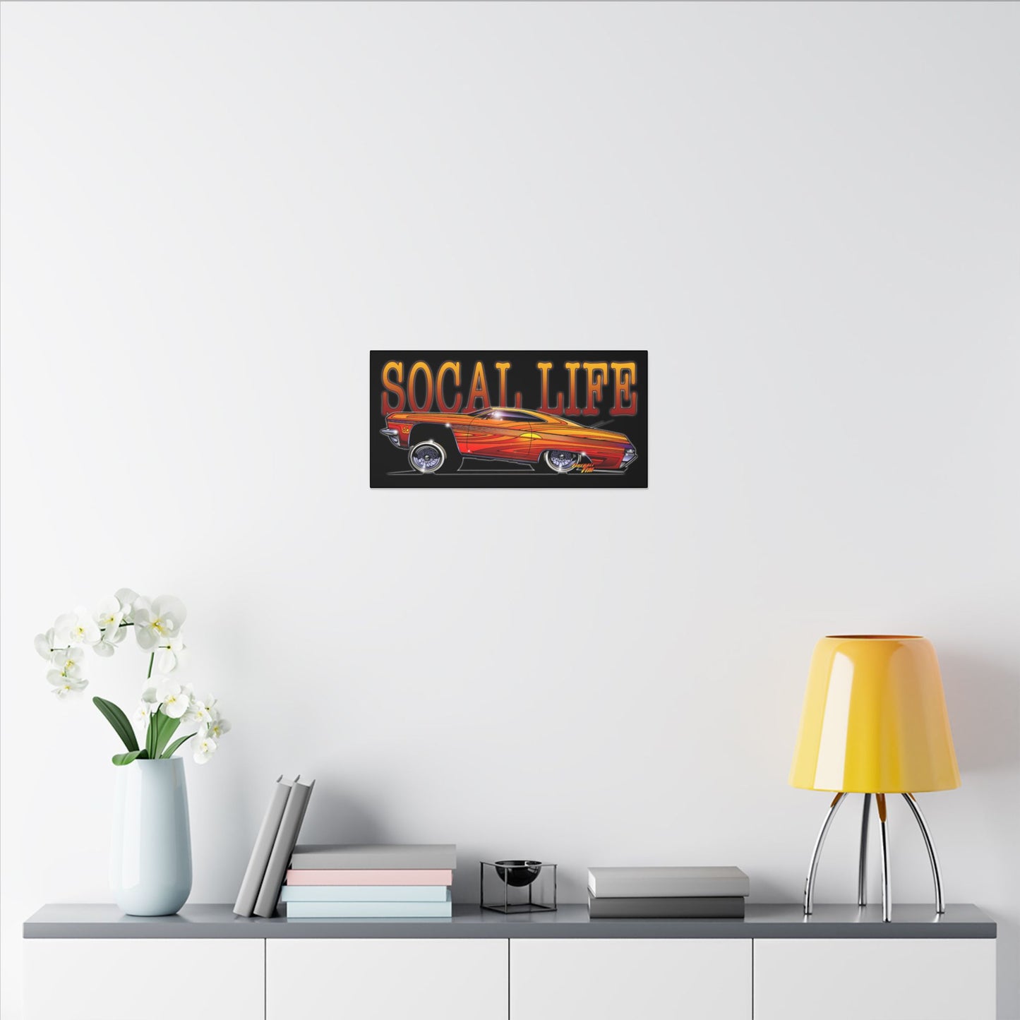 CHEVY IMPALA LOWRIDER Fireball Art Canvas Print