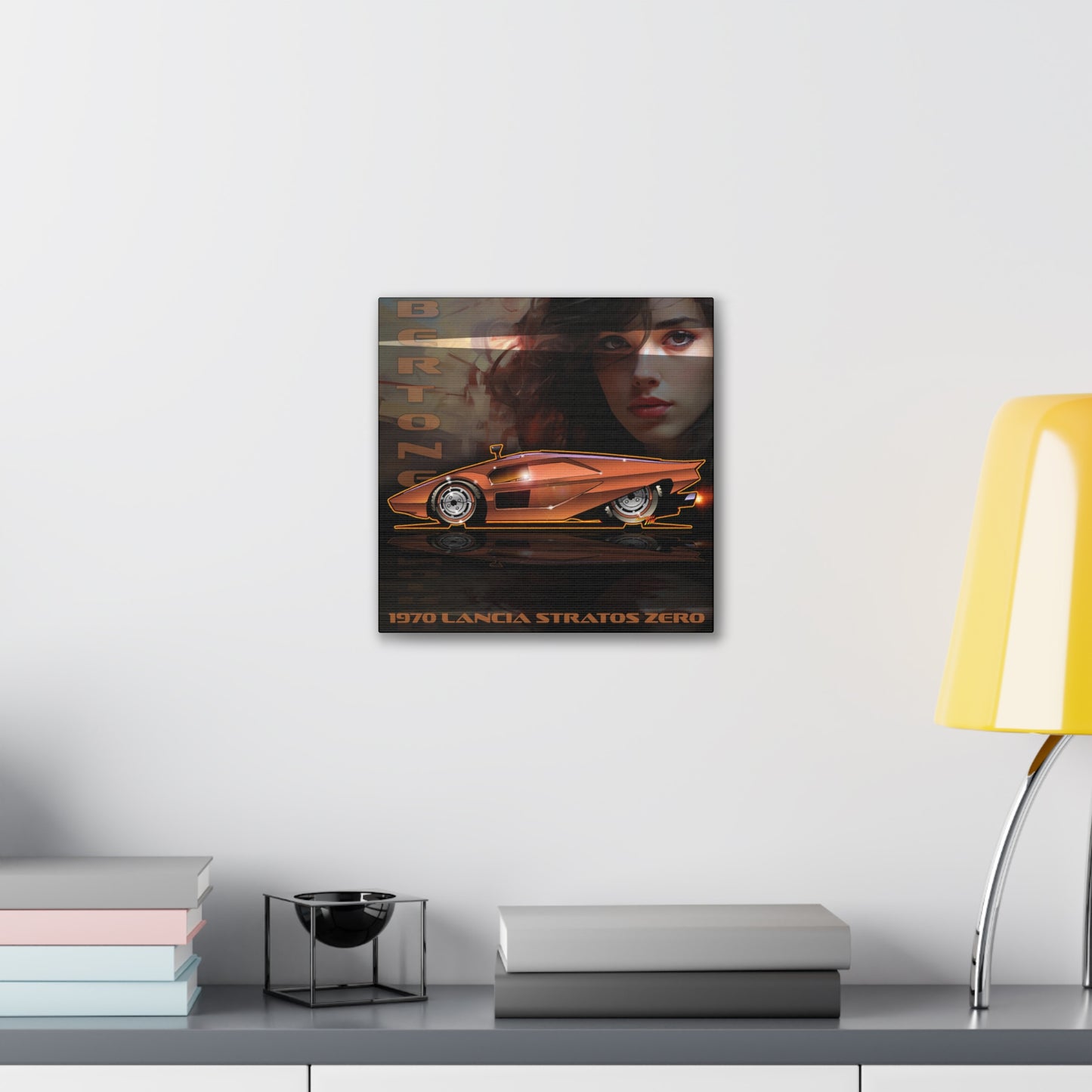 BERTONE 1970 Lancia Stratos Zero Canvas Art Wall Print - 2 Sizes