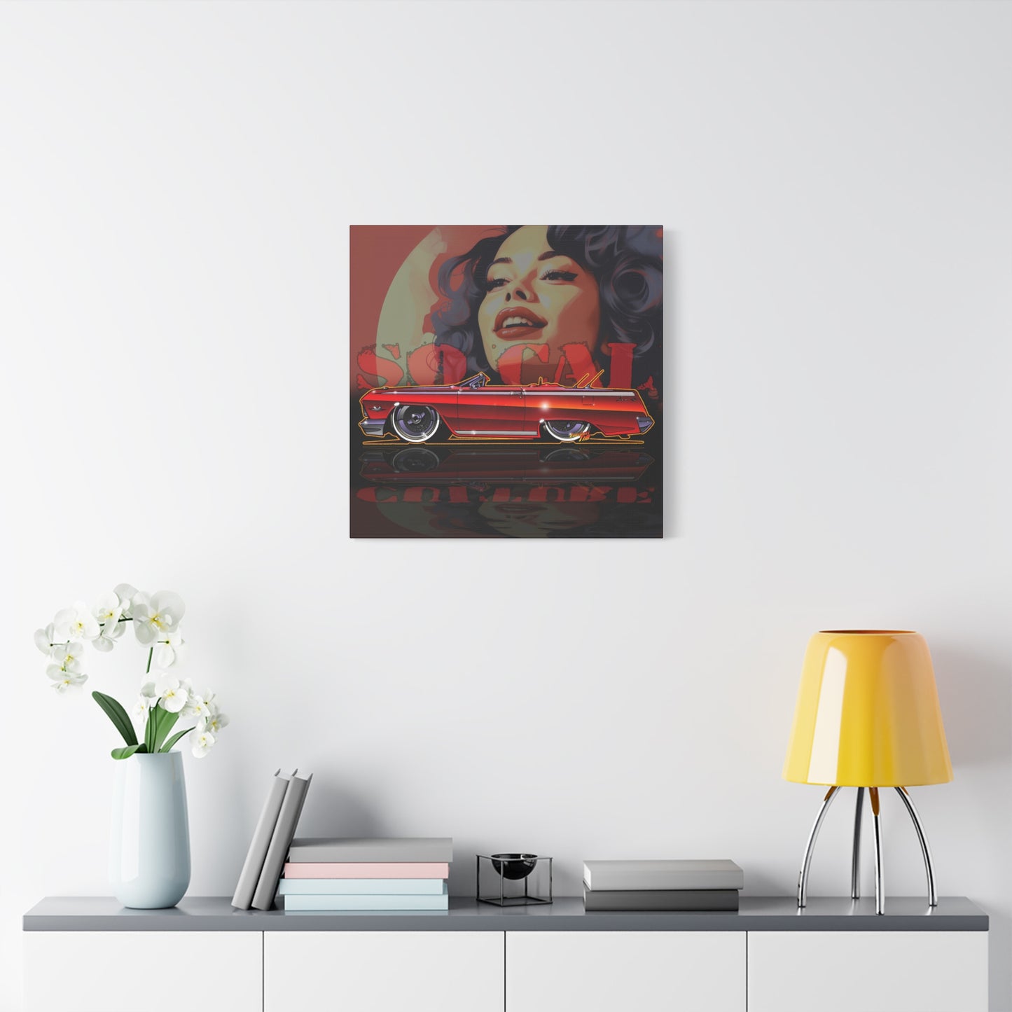 CHEVY IMPALA LOWRIDER Collectible Fireball Art Canvas Print