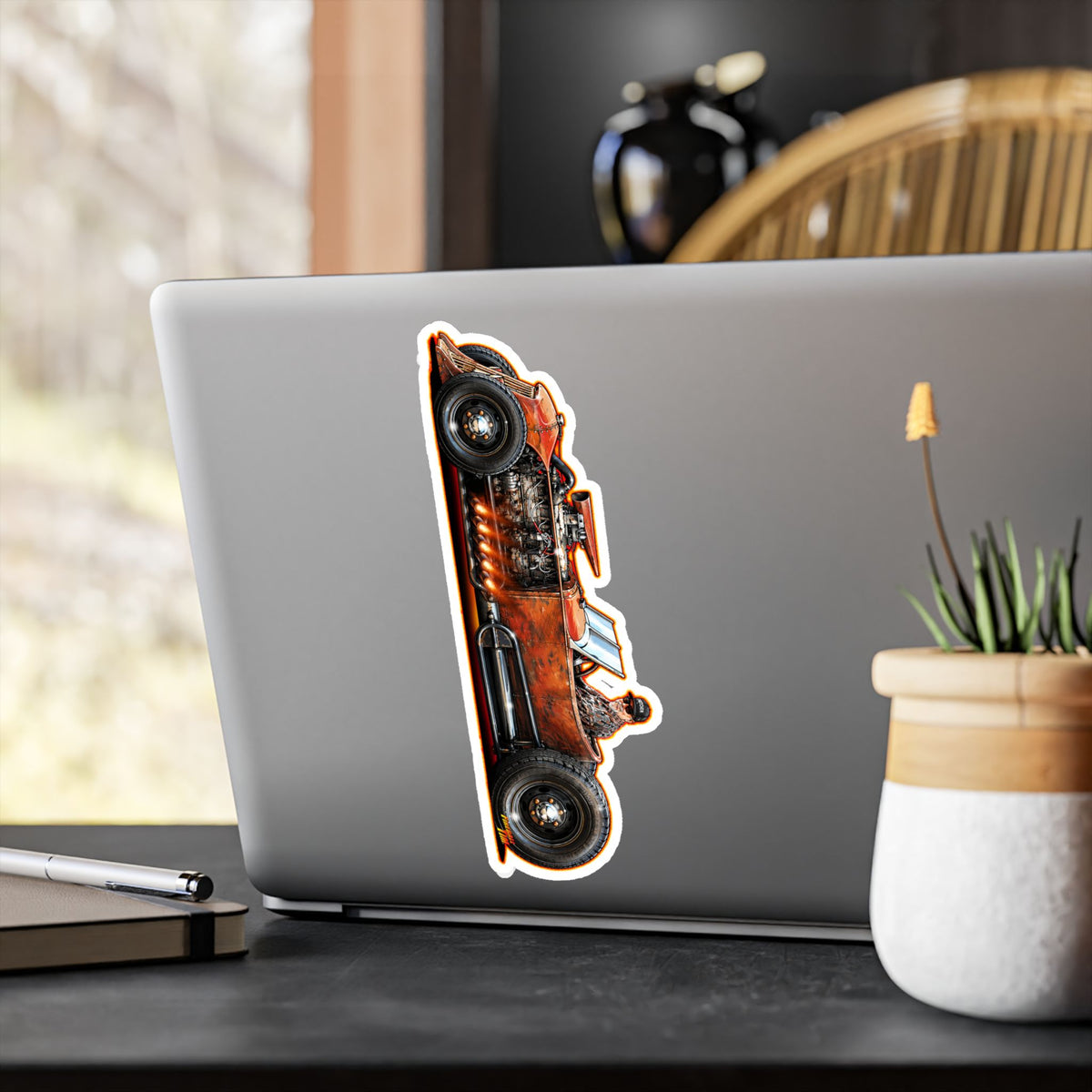 CUSTOM RAT ROD Hot Rod Gretchen Collectible Fireball Art Stickers in 4 Sizes