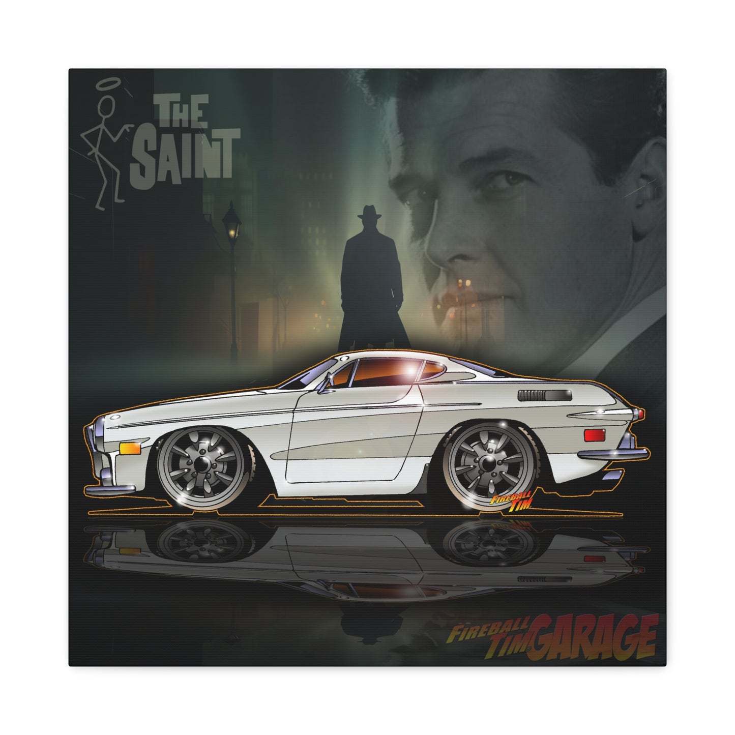 THE SAINT 1967 VOLVO 1800 S ST1 Concept Art Canvas MASTERPRINT 3 Sizes