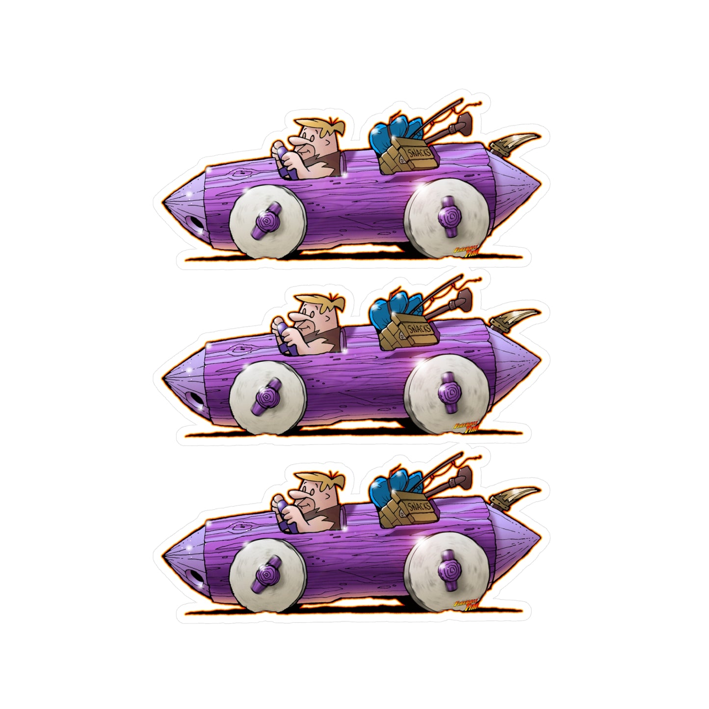 FLINSTONES BARNEY RUBBLE Gone Fishing Fireball Collectible Decal Sticker Set