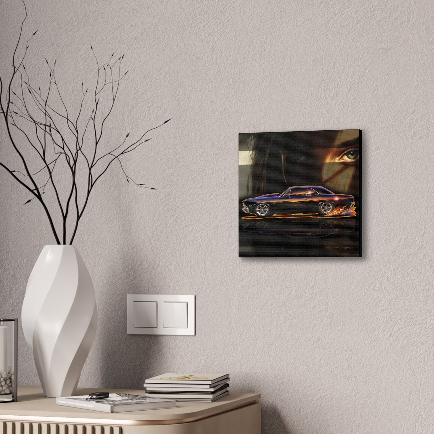 CHEVROLET CHEVY CHEVELLE 1966 Collectible Fireball Art Canvas Stretched Print