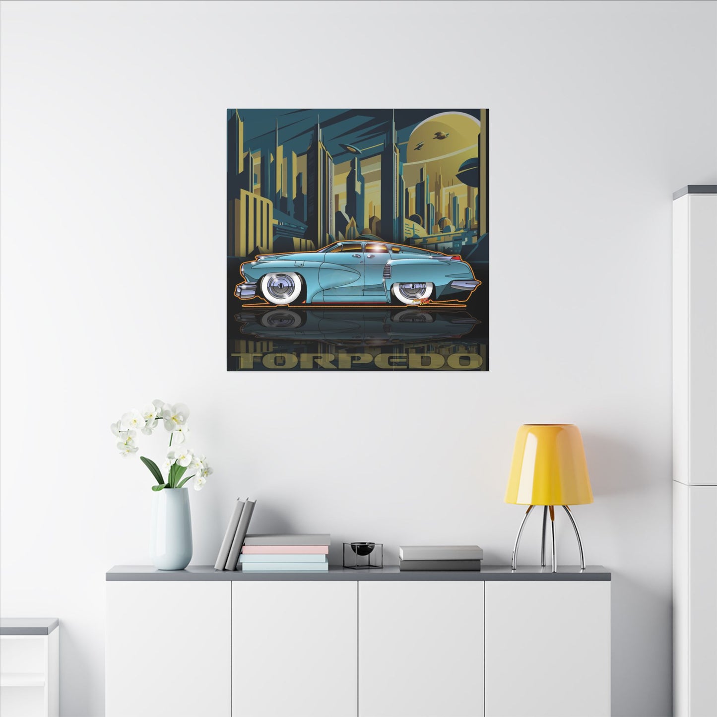 TUCKER TORPEDO 48 Collectible Fireball Art Canvas Print