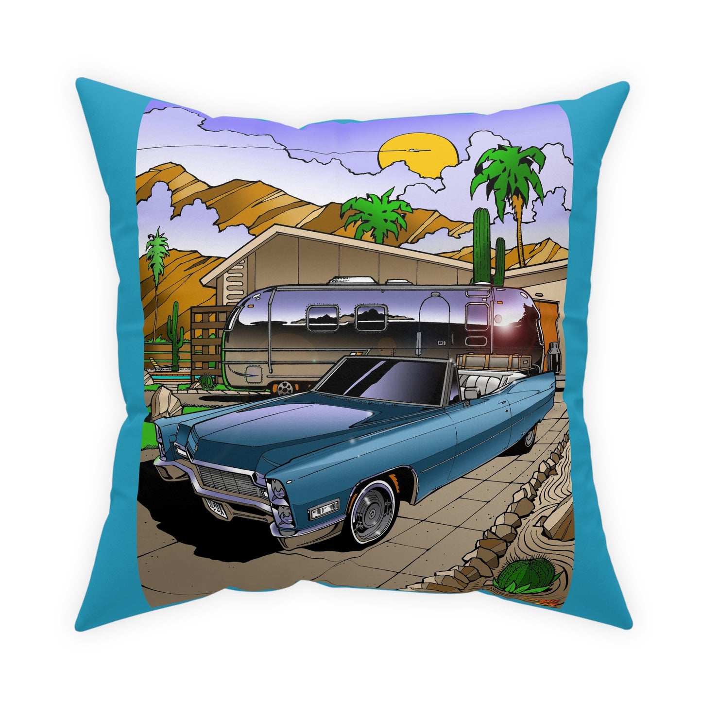 CADILLAC 1968 Vintage Airstream Trailer Broadcloth Pillow 4 Sizes