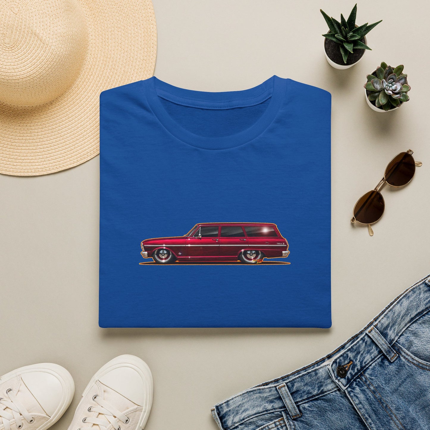 CHEVY NOVA WAGON 1965 Collectible Fireball Art Tee Shirt
