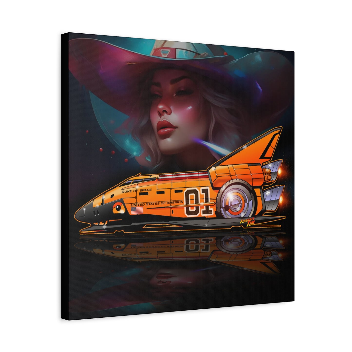 DUKE OF SPACE Dukes of Hazzard Space Shuttle Canvas Art Wall Print