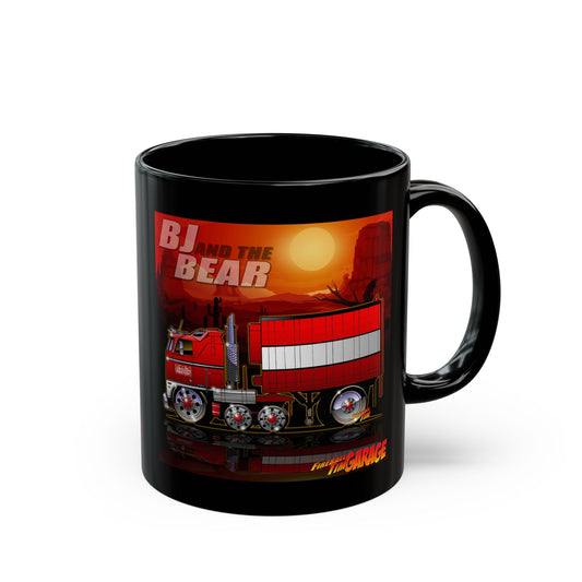 BJ AND THE BEAR TV Show Semi Truck Concept Art Black Coffee Mug 11oz