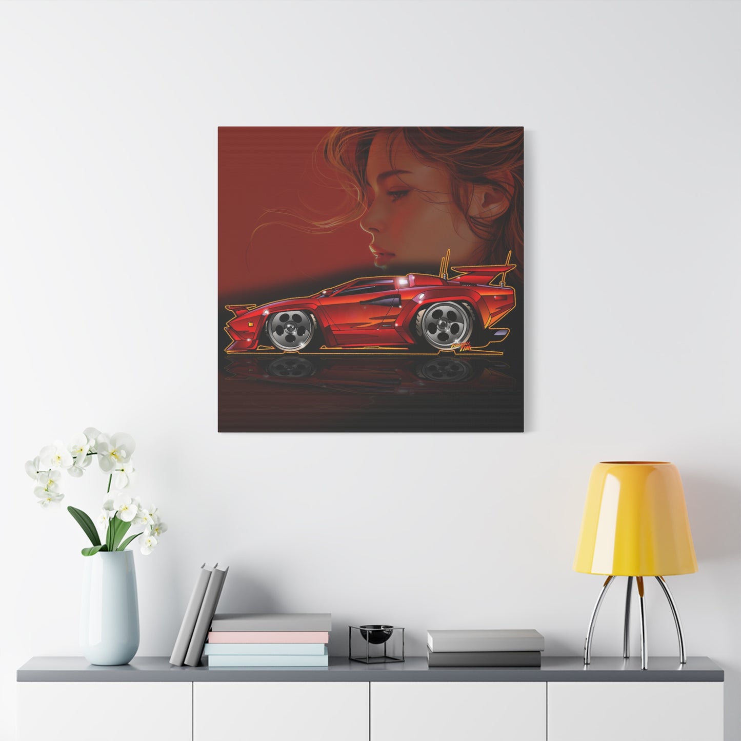 CANNONBALL RUN LAMBORGHINI COUNTACH Fireball Art Canvas Print
