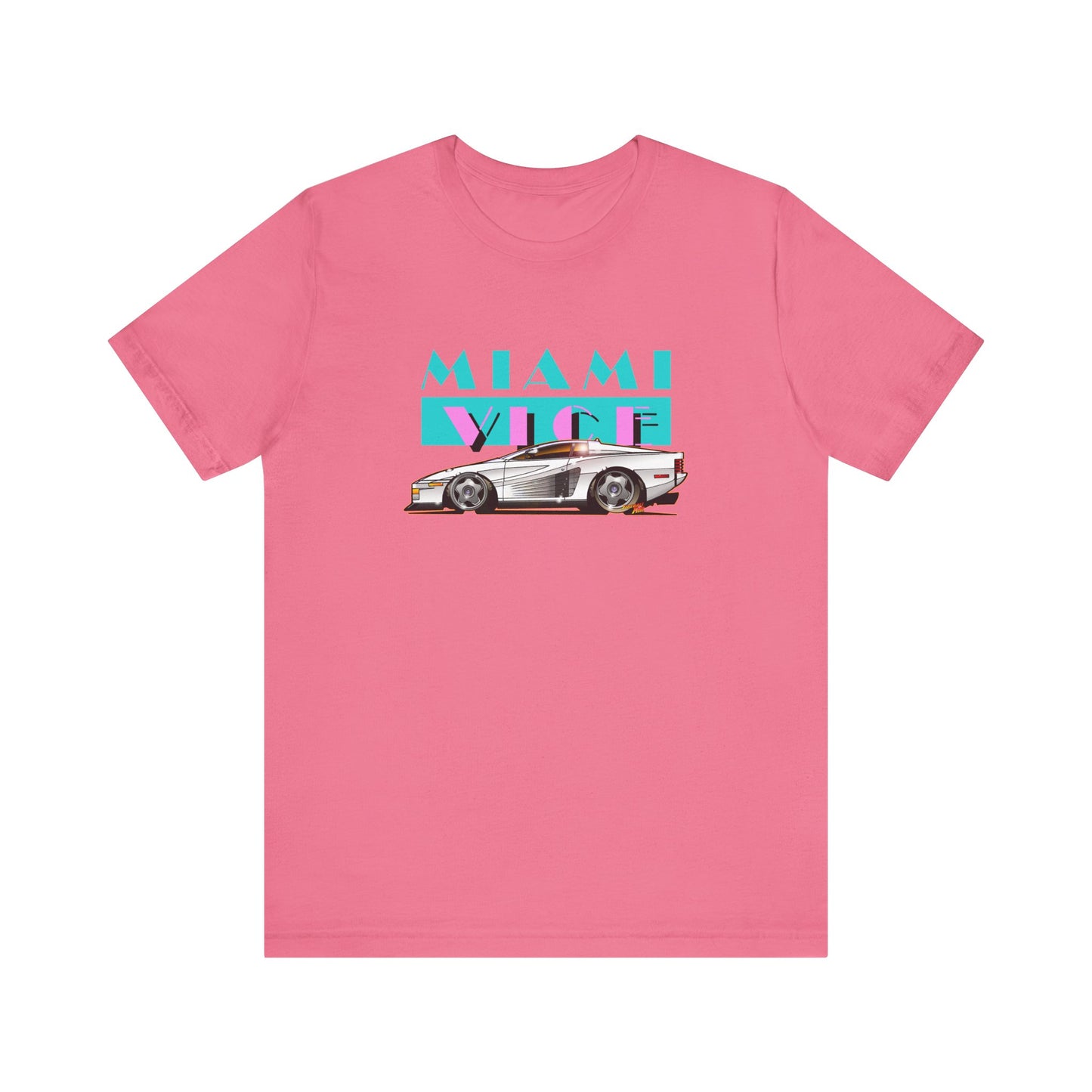 MIAMI VICE FERRARI TESTAROSSA TV Show Short Sleeve Tee 12 Colors