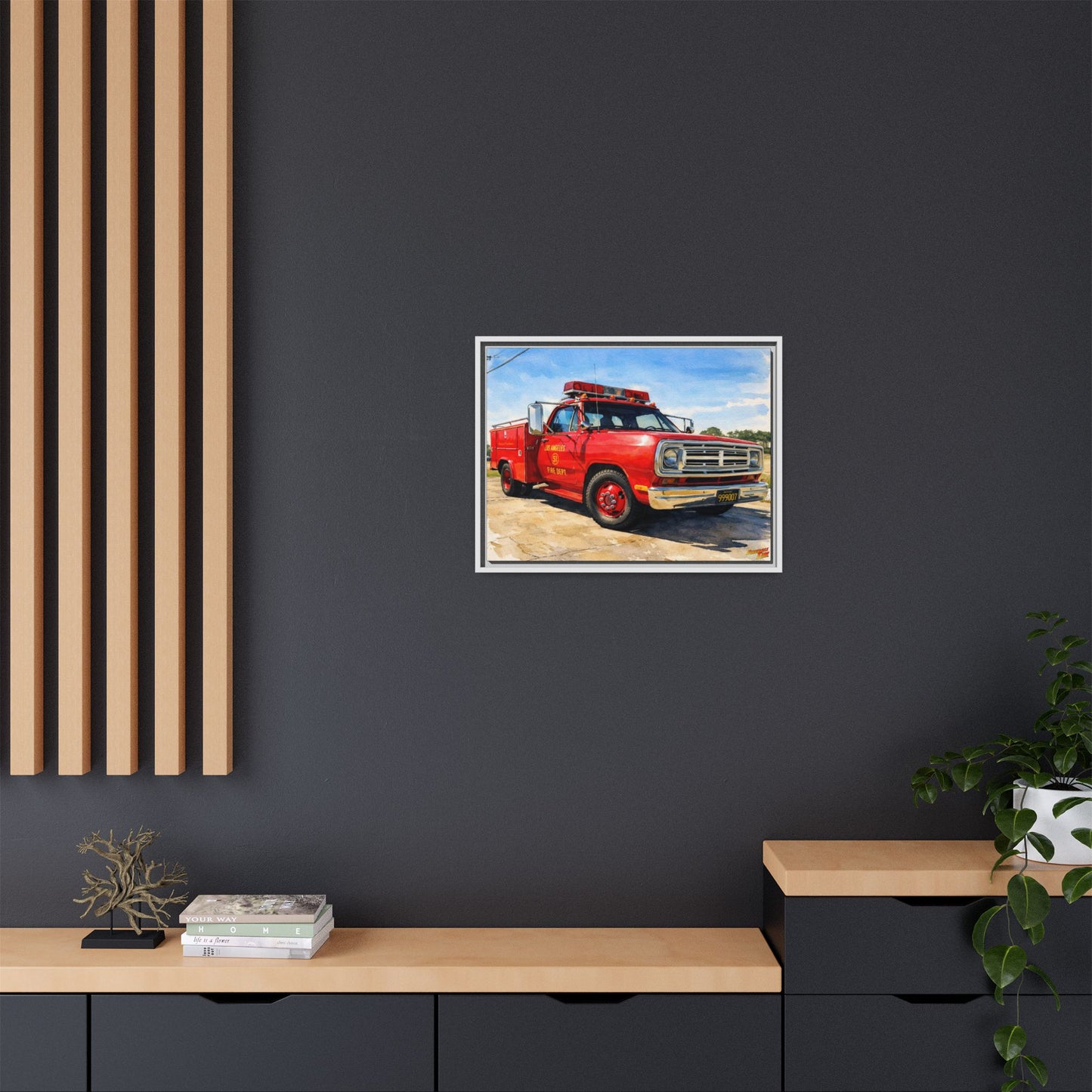 EMERGENCY SQUAD 51 WATERCOLOR PAINTING Fireball TV Car Canvas Print - Framed | Wall Art 24x18
