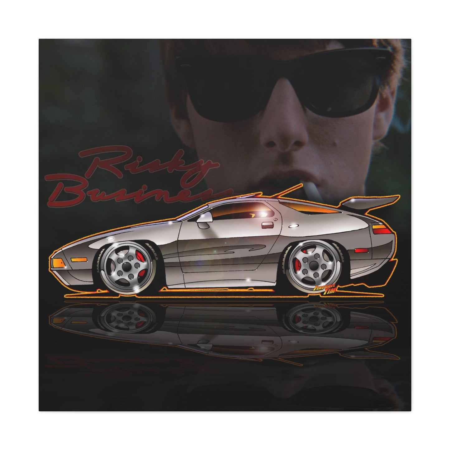 RISKY BUSINESS Porsche 928 Fireball Art Canvas Print - Sizes