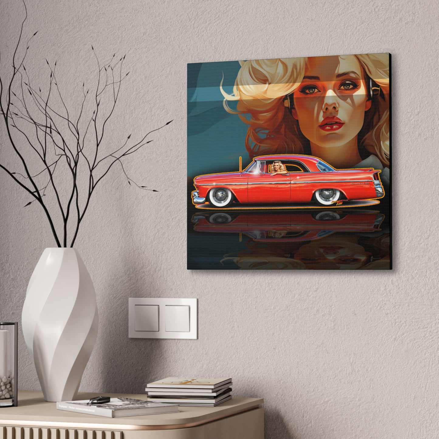 CHRYSLER 300 1958 Collectible Fireball Art Canvas Stretched Print