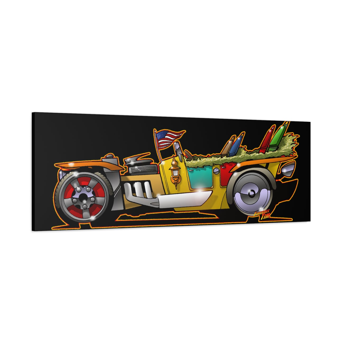 MONGREL T HOT ROD Elvis Easy Come Easy Go Fireball Canvas Art Wall Print