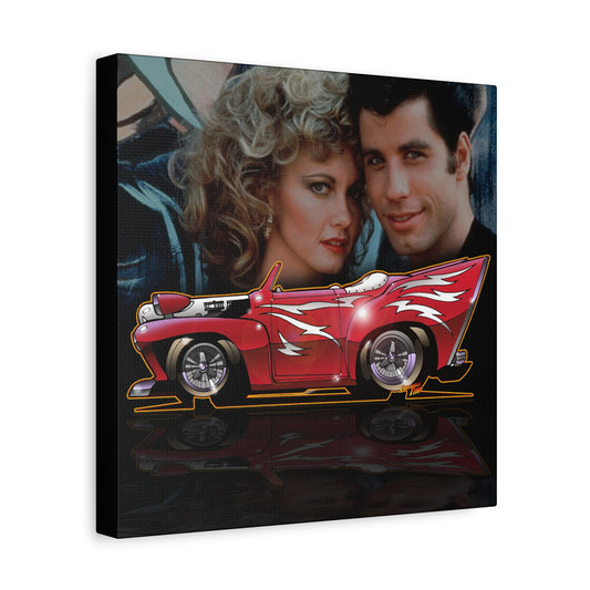 GREASED LIGHTNING Hot Rod Movie Car Canvas Art Wall Print - 12x12