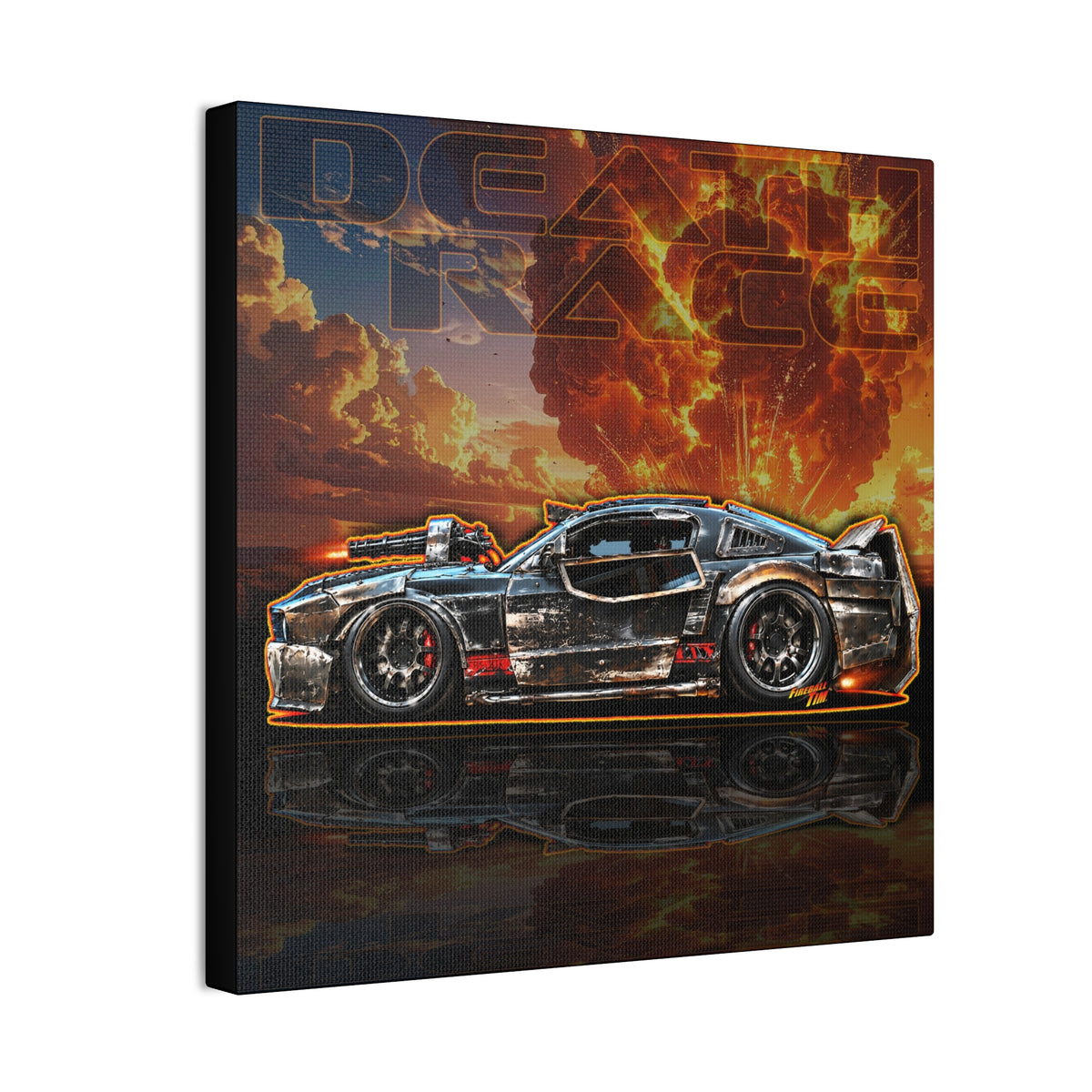 DEATH RACE MUSTANG Collectible Fireball Art Canvas Stretched Print