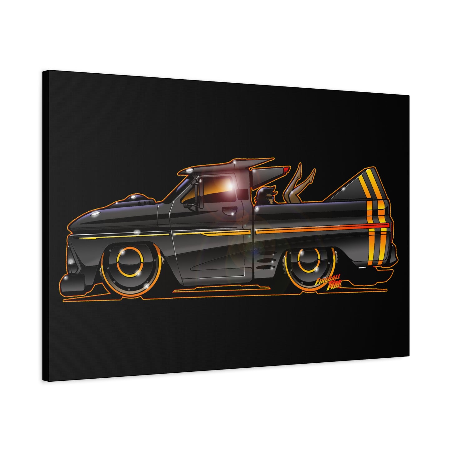 CHEVROLET C10 1960 Stinger Pickup Truck Fireball Art Canvas Print
