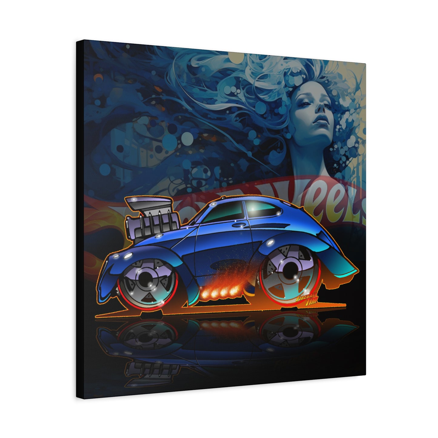 HOT WEEHLS Custom VW Bug Fireball Art Canvas Print