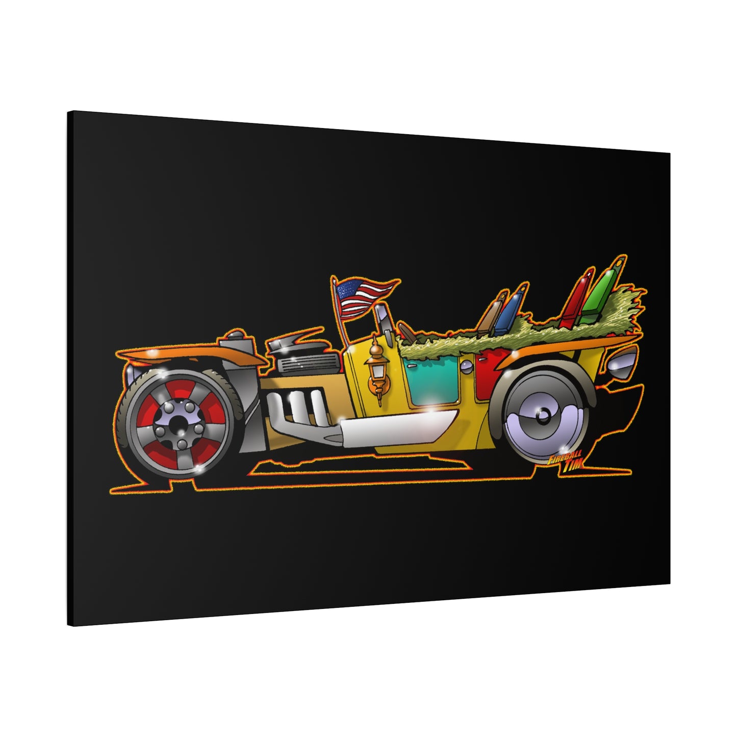 MONGREL T HOT ROD Elvis Easy Come Easy Go Fireball Canvas Art Wall Print