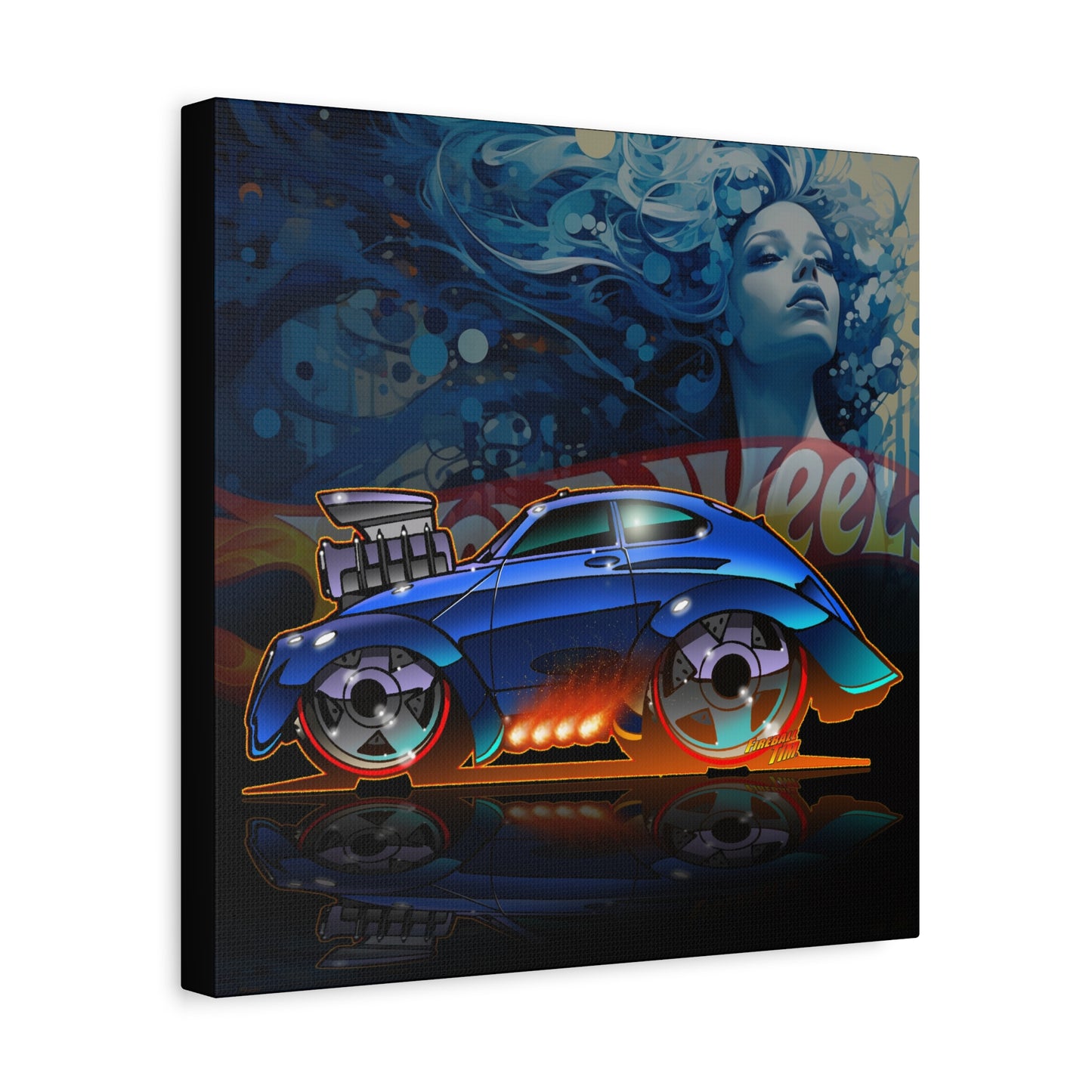 HOT WEEHLS Custom VW Bug Fireball Art Canvas Print