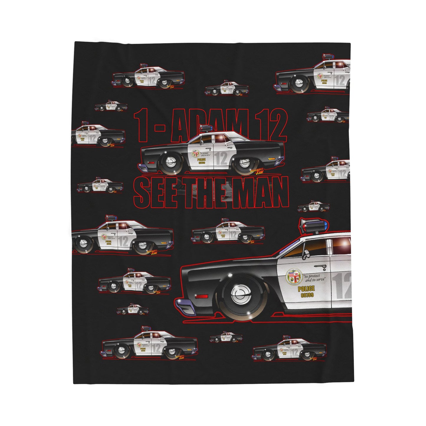 ADAM 12 PLYMOUTH BELVEDERE Police Car Cozy Blanket - 3 Sizes
