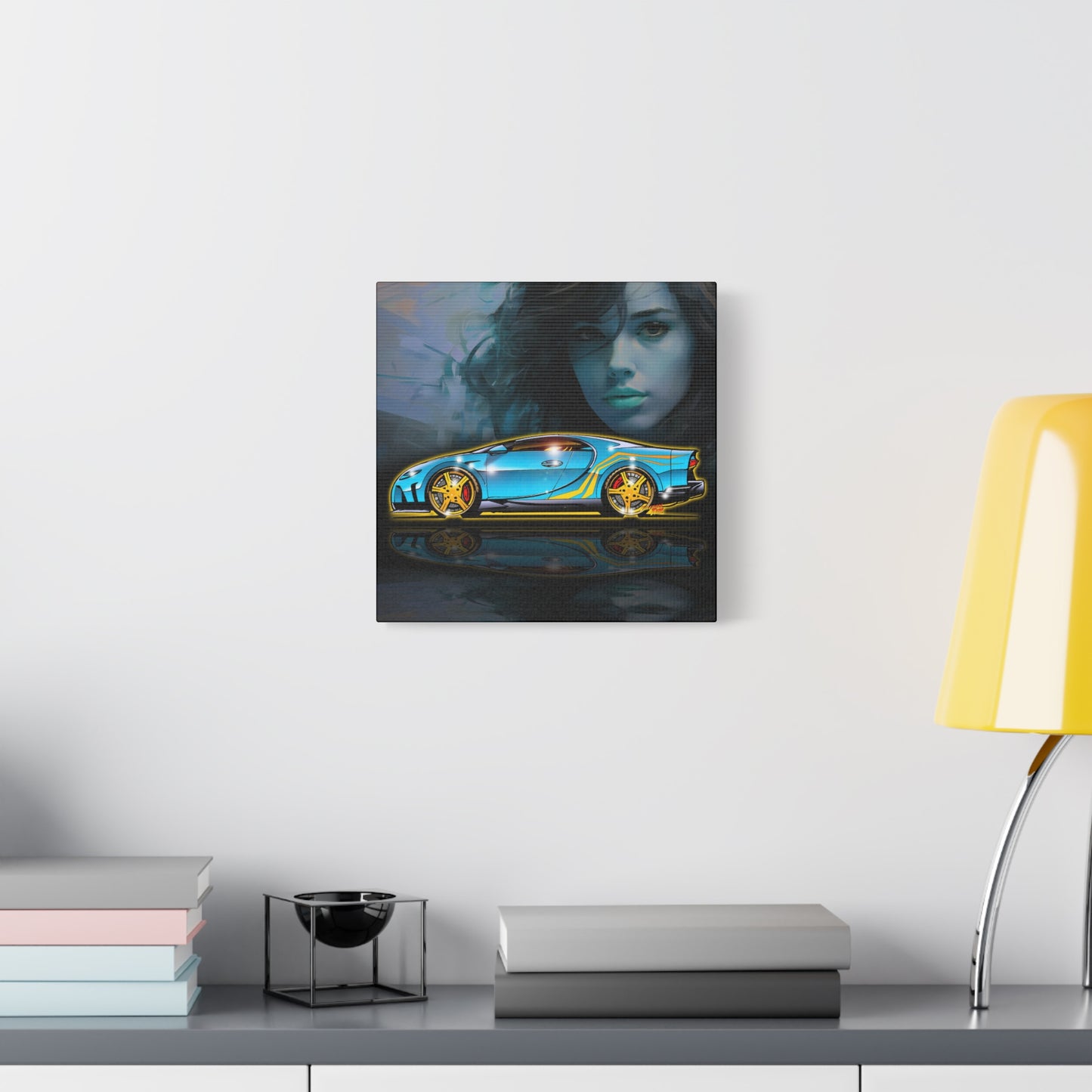 BUGATTI CHIRON Hypercar Fireball Art Canvas Wall Print