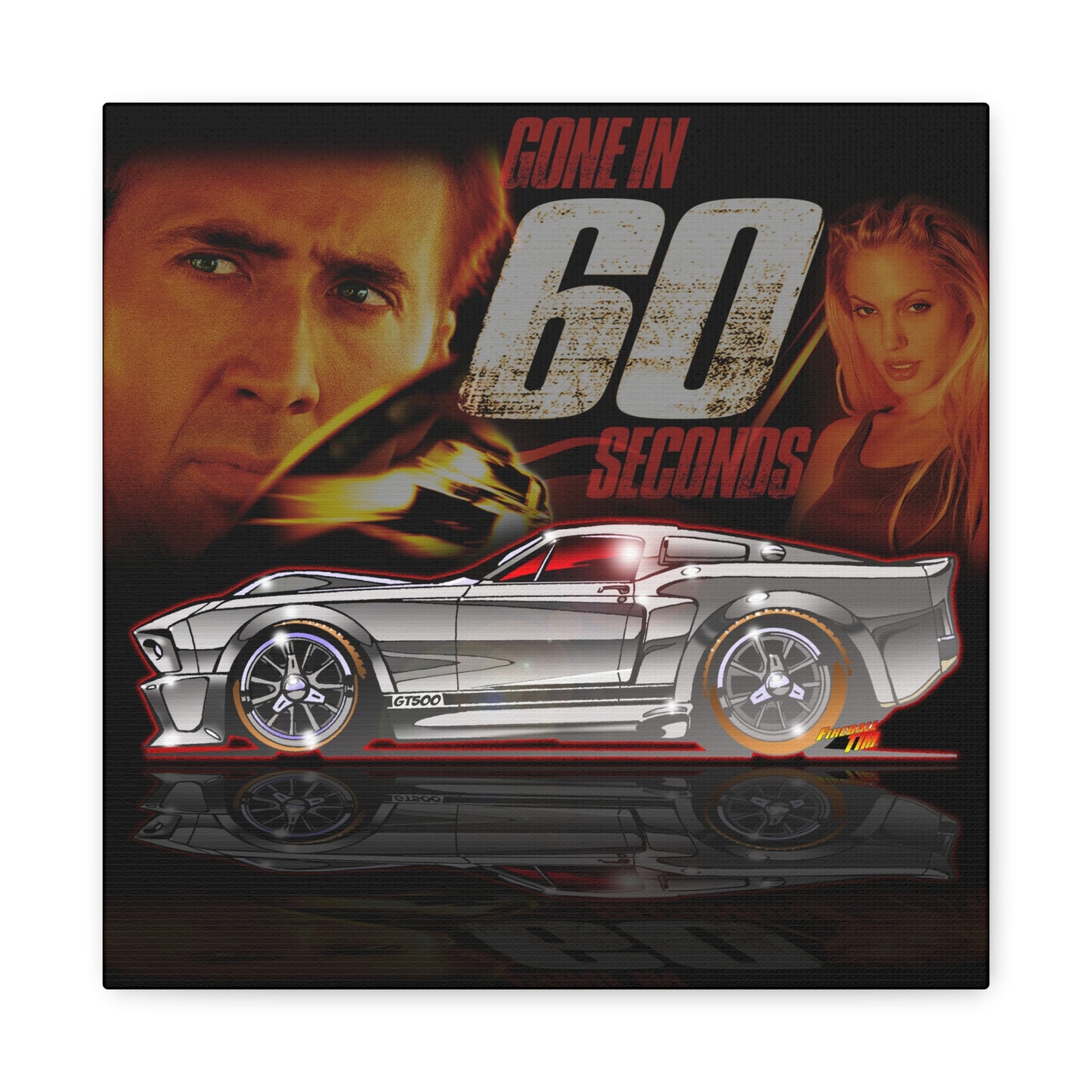 GONE IN 60 SECONDS Mustang Shelby GT500 Canvas Art Wall Print - 12x12