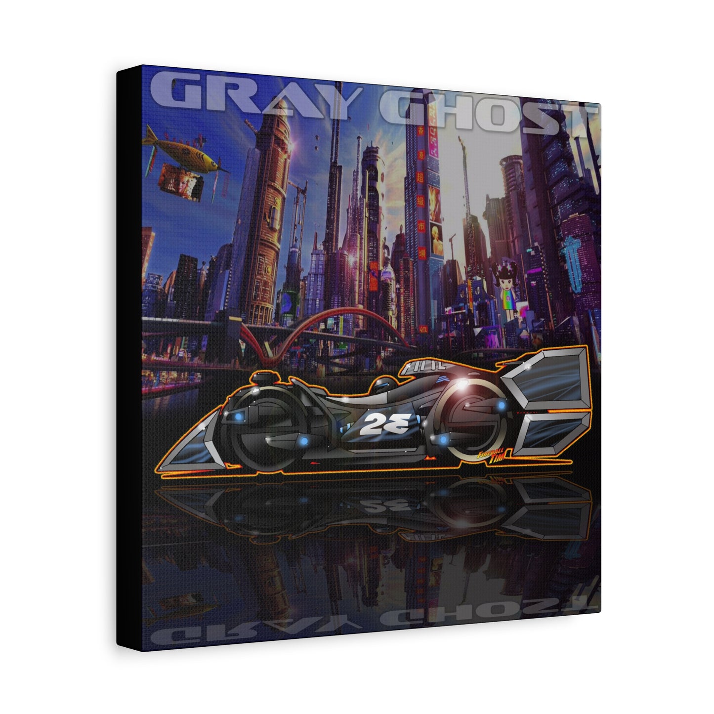 SPEED RACER GRAY GHOST Race Car Fireball Art Canvas Print