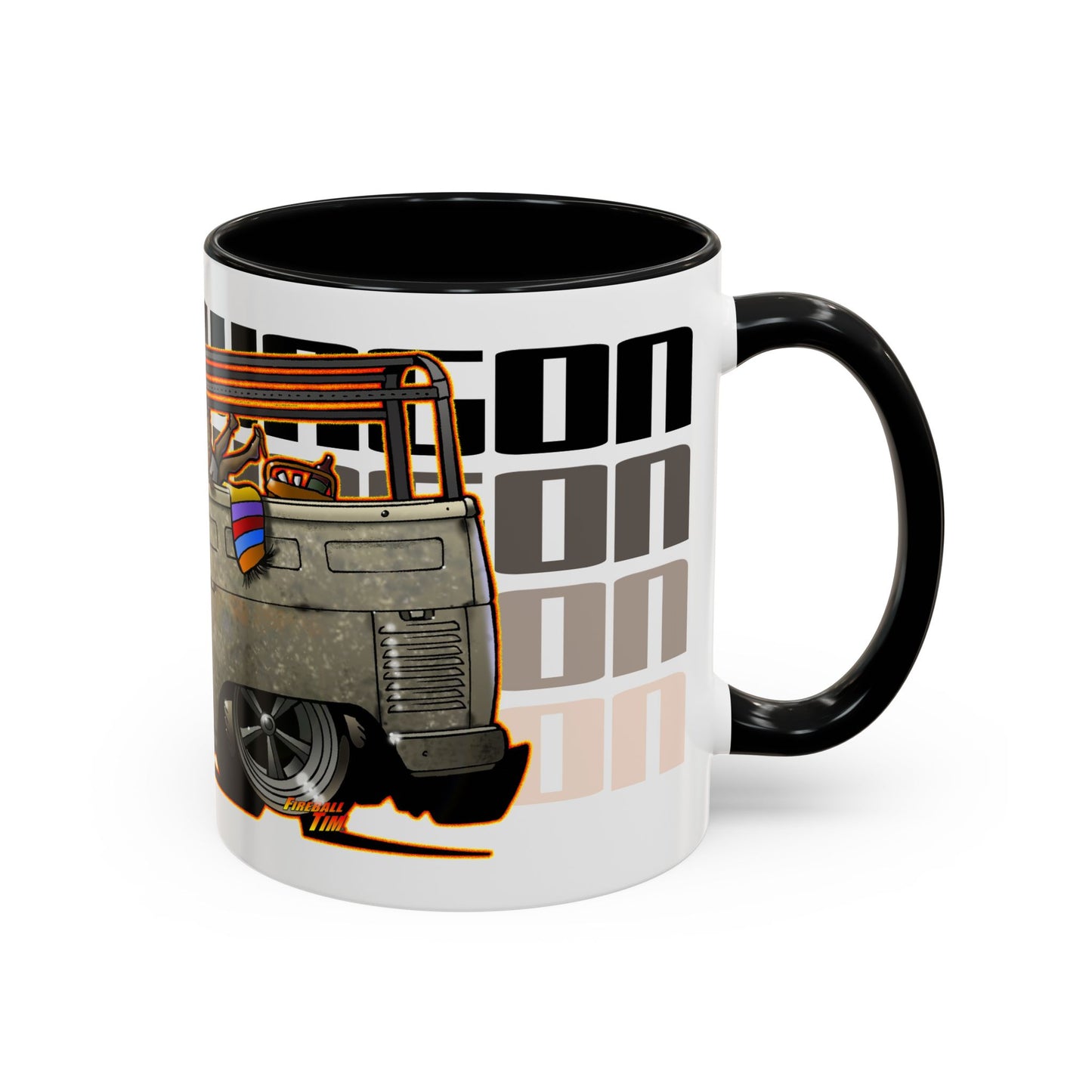CUSTOM ED FOX VW BUS NOOKIE WAGON Collectible Fireball Art Coffee Mug - 2 Sizes