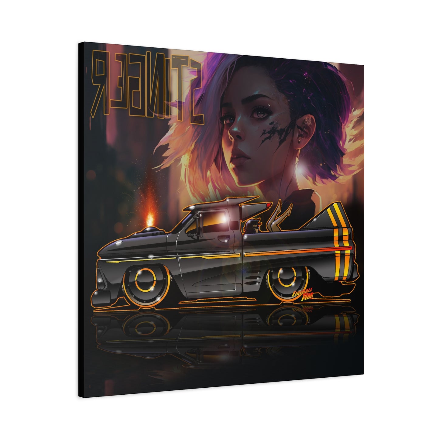 CHEVROLET C10 1960 Stinger Pickup Truck Fireball Art Canvas Print