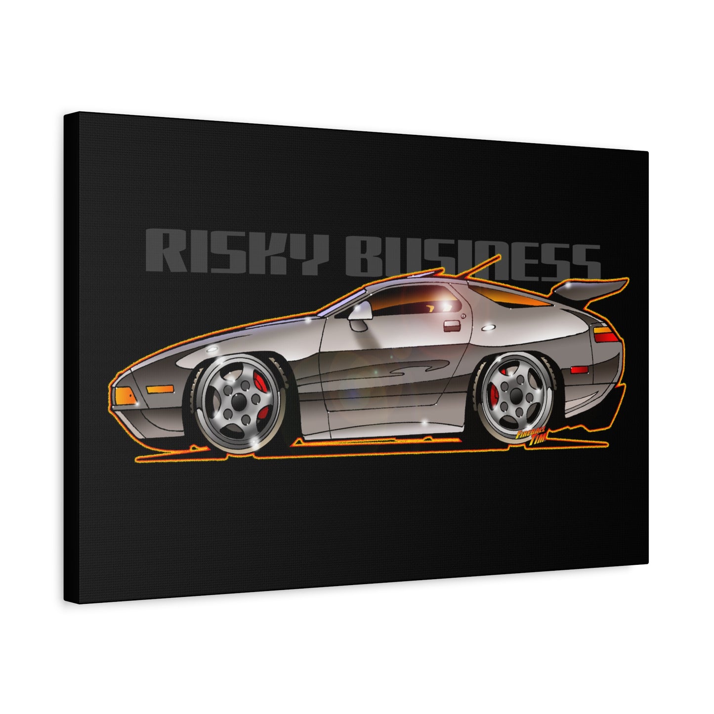 RISKY BUSINESS Porsche 928 Fireball Art Canvas Print - Sizes