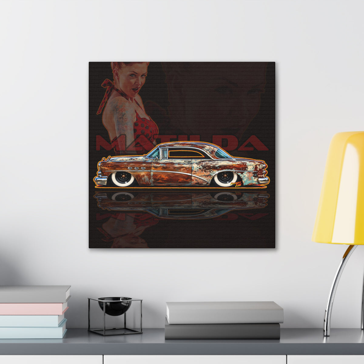 BUICK 1954 KUSTOM SPECIAL Collectible Fireball Art Canvas Stretched Print