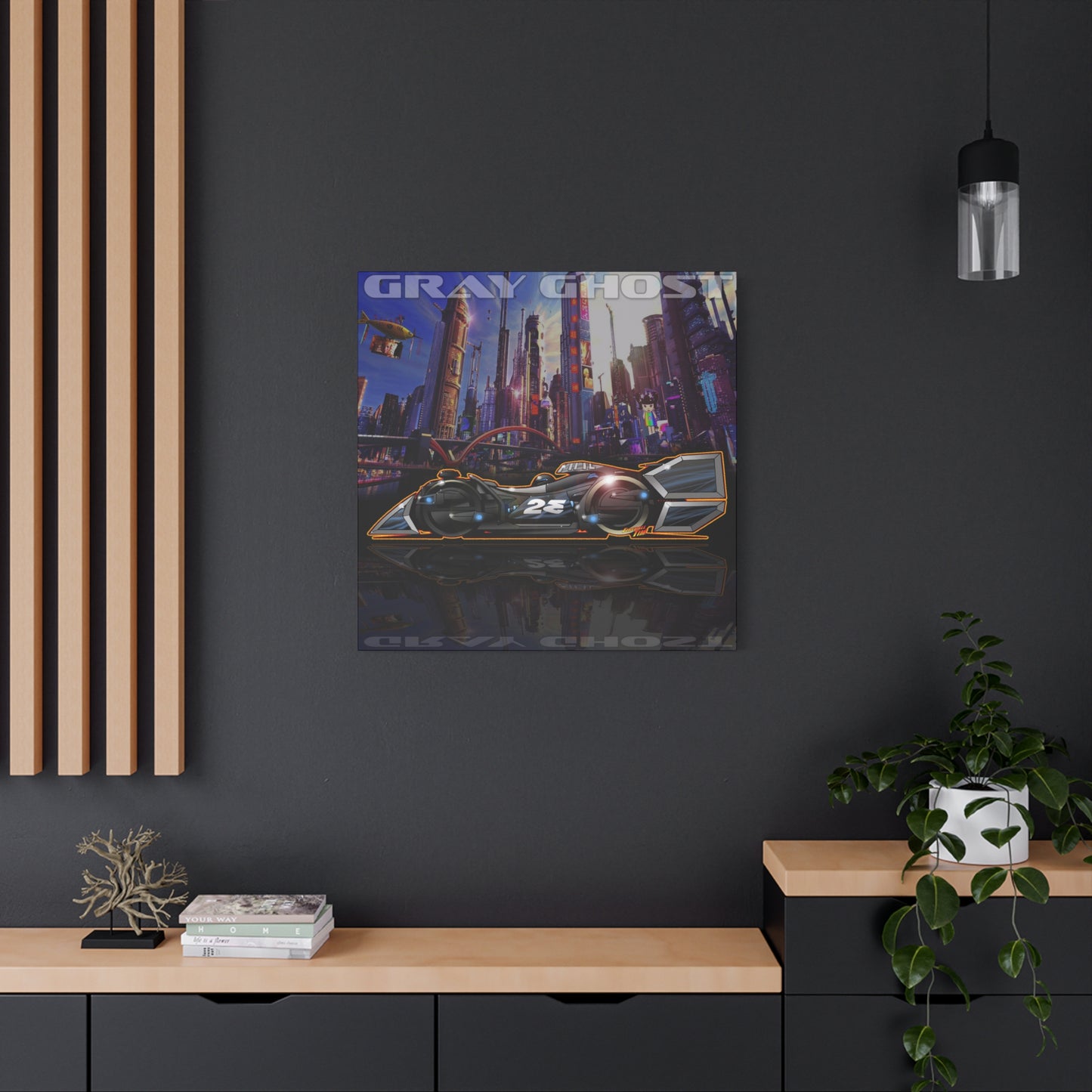 SPEED RACER GRAY GHOST Race Car Fireball Art Canvas Print