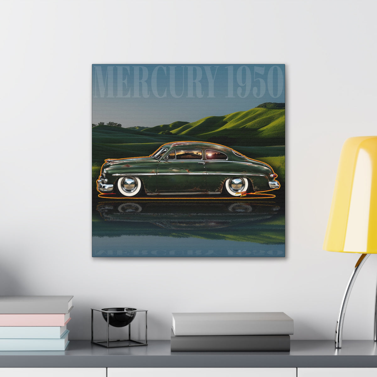 MERCURY COUPE 1950 Collectible Fireball Art Canvas Stretched Print