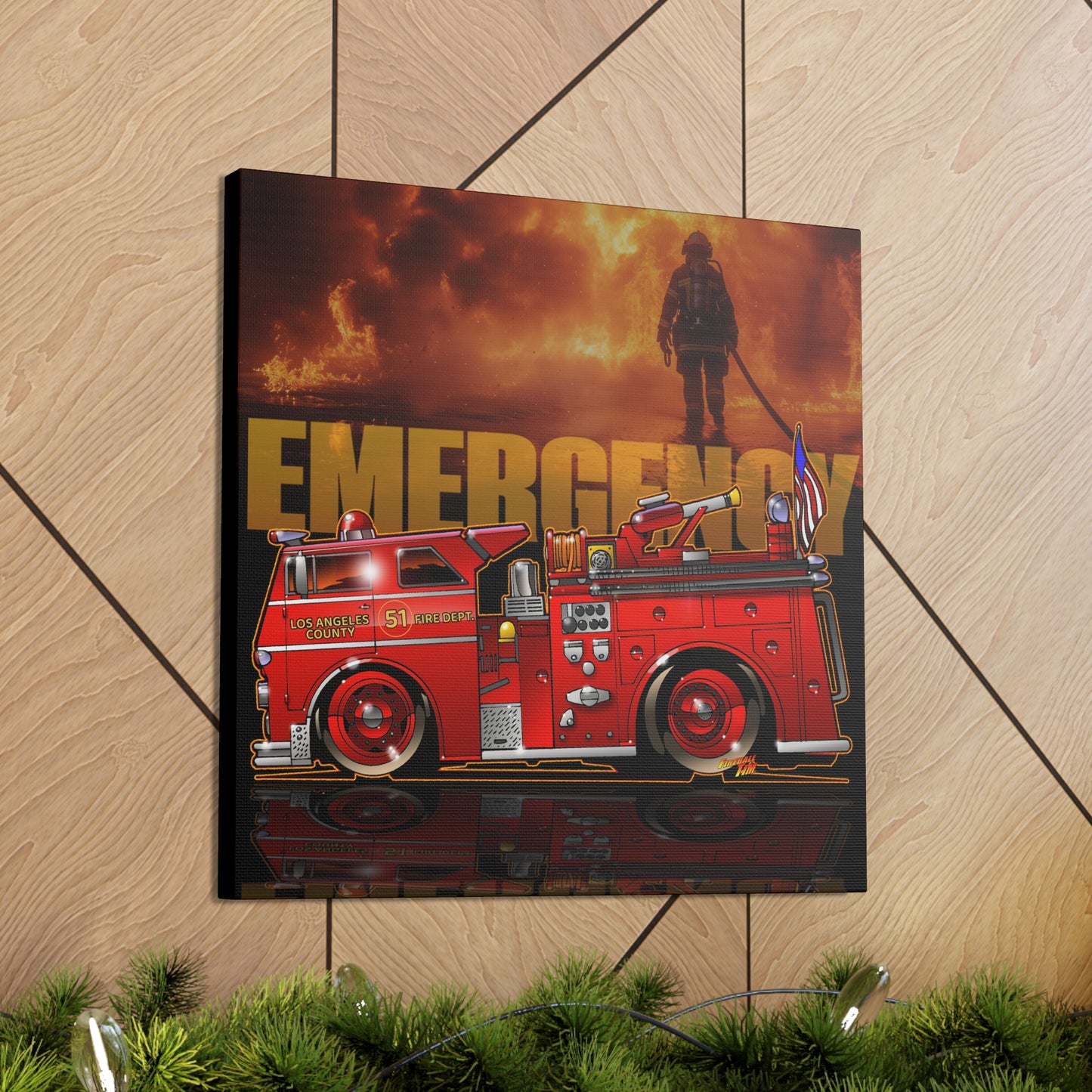 EMERGENCY ENGINE 51 MASTERPRINT Fire Engine Concept Art Canvas Print 3 Sizes