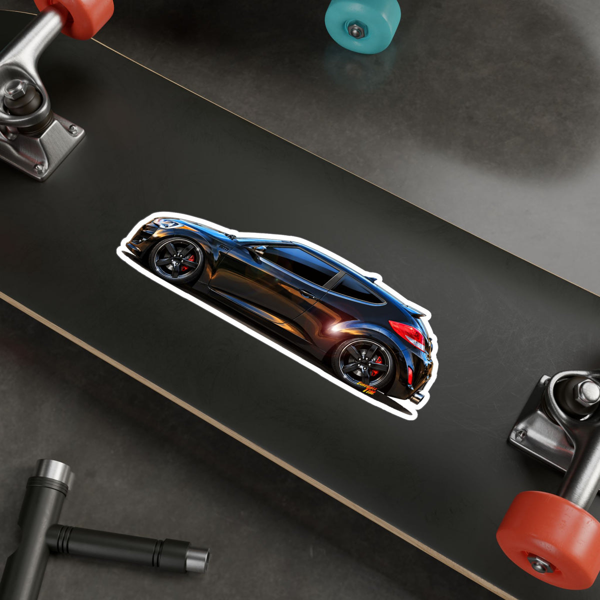 HYUNDAI VELOSTER 2012 Black Betty Collectible Fireball Art Stickers in 4 Sizes