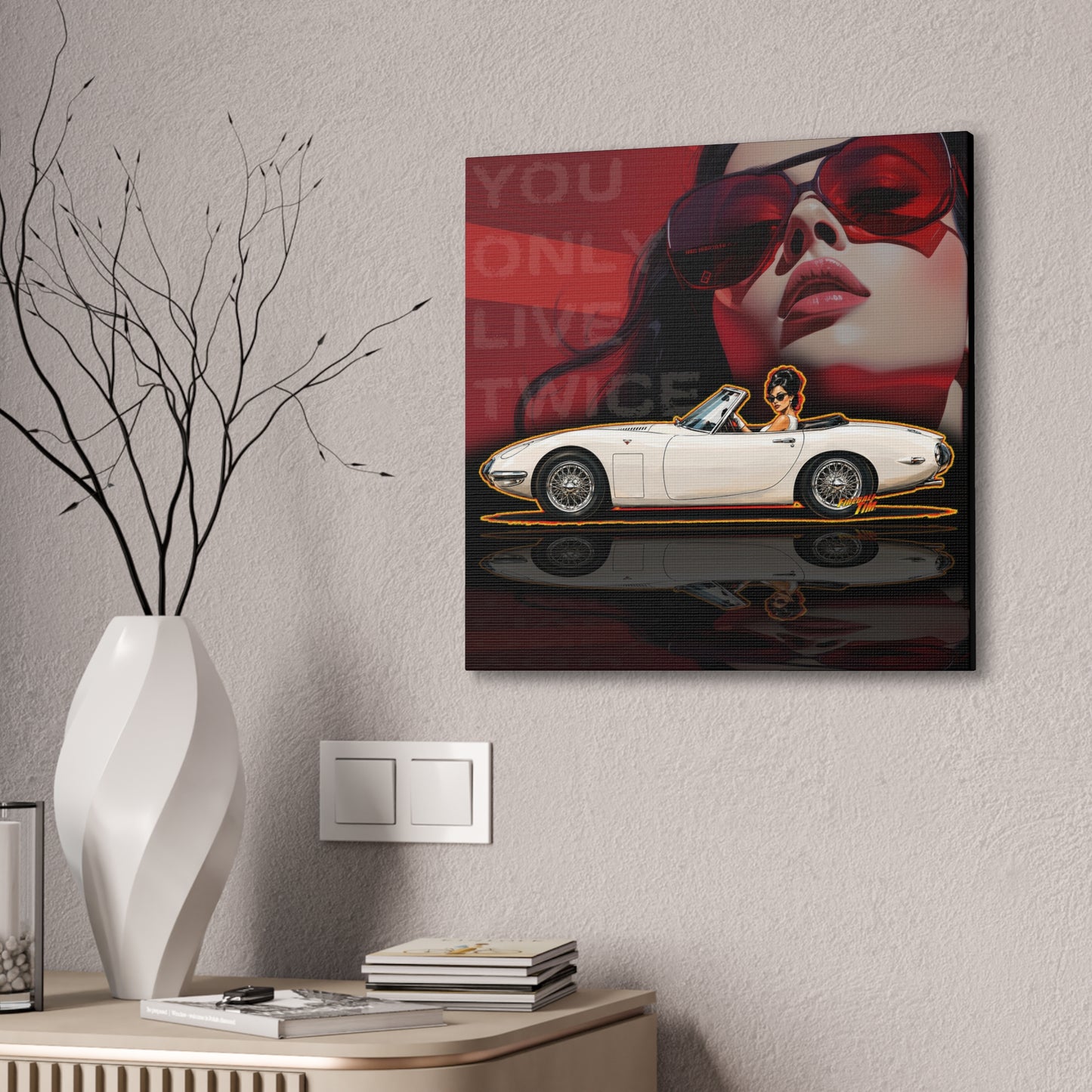 JAMES BOND 007 You Only Live Twice Toyota 2000GT Collectible Fireball Art Canvas Stretched Print