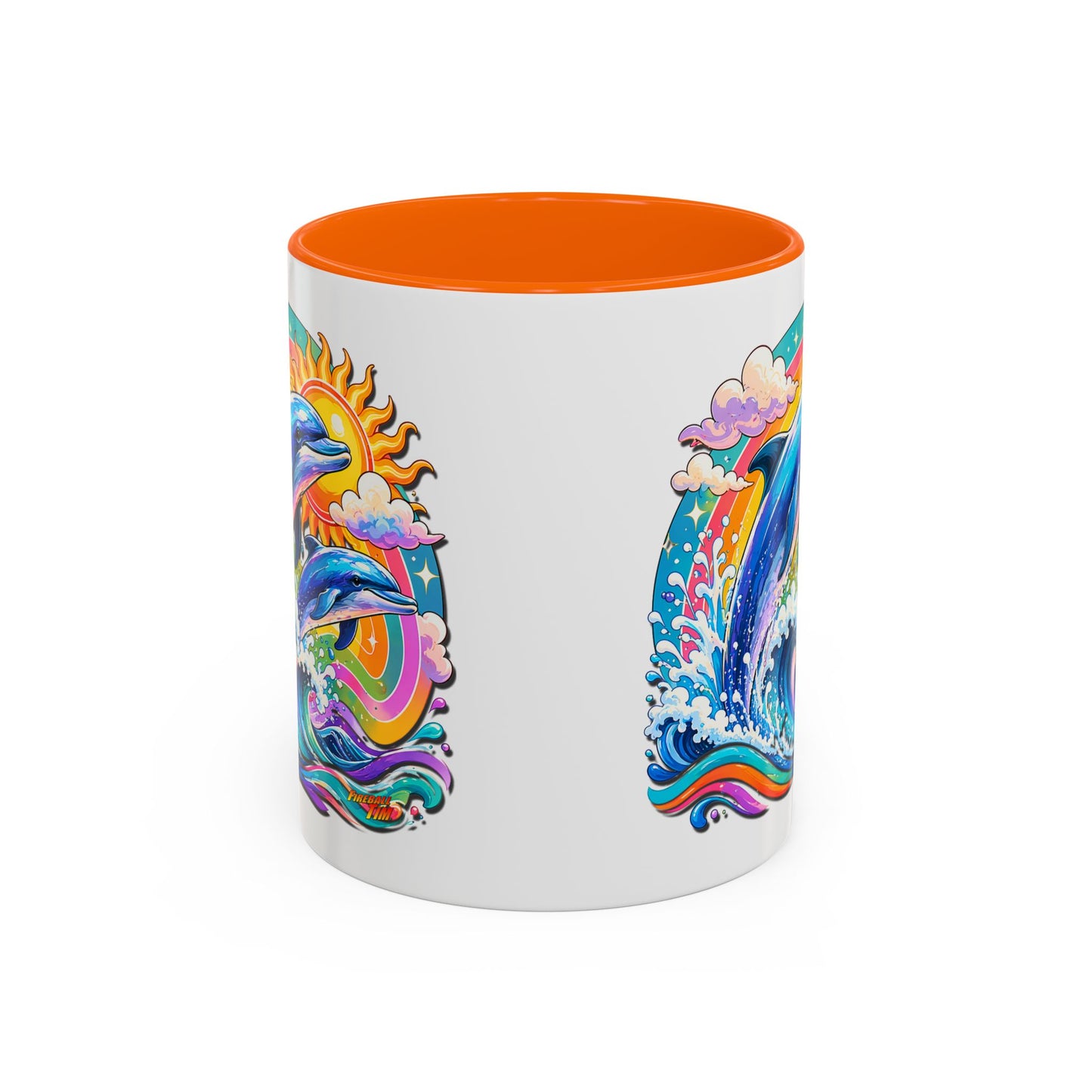DOLPHIN SPLASH 2 Aquarium Series Fireball Art Coffee Mug - 2 Sizes
