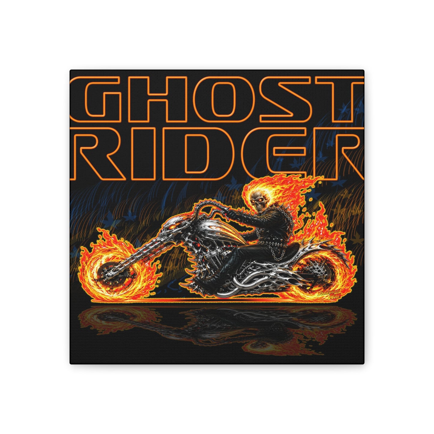 GHOST RIDER CHOPPER Collectible Fireball Art Canvas Stretched Print