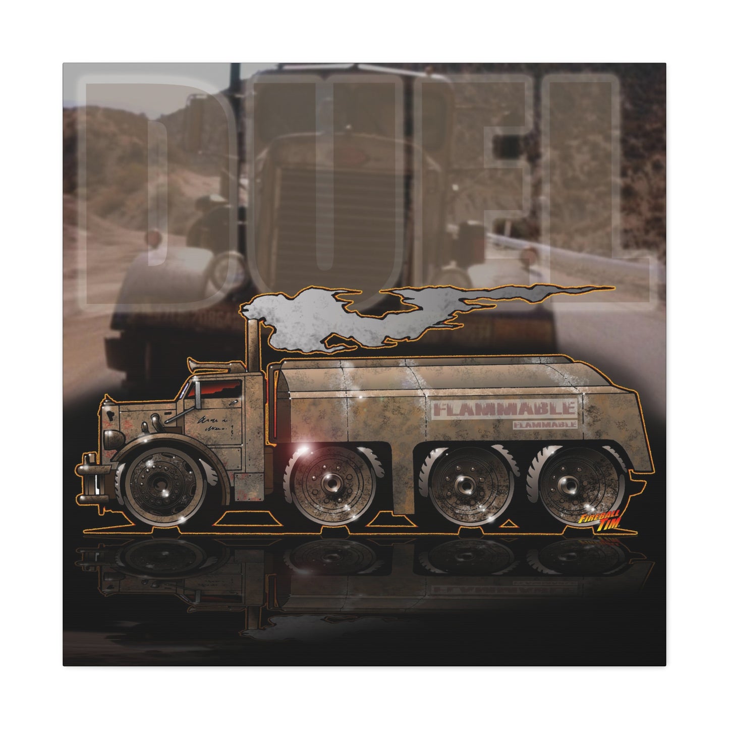 DUEL Killer Movie Truck Fireball Art Canvas Print - Sizes