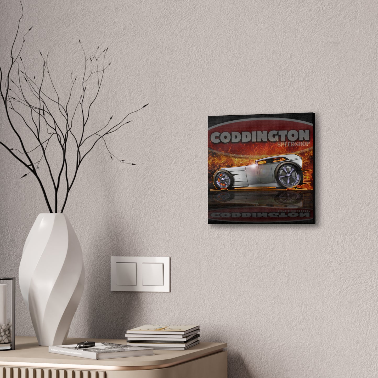 CODDINGTON SPEEDSHOP ALUMA TUB Vintage Custom Hot Rod Canvas Art Print - 12X12
