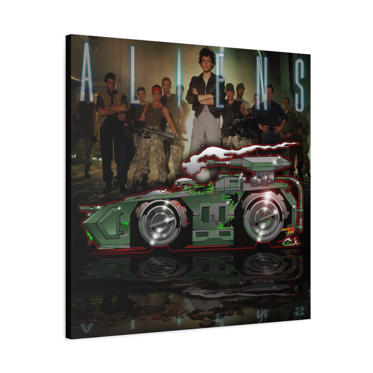 ALIENS APC TANK Movie Car Fireball Art Canvas Print