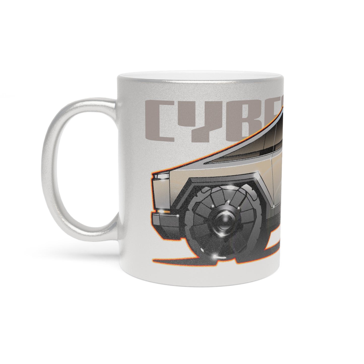 TESLA CYBERTRUCK Metallic Silver Collectible Coffee Art Mug - 11oz