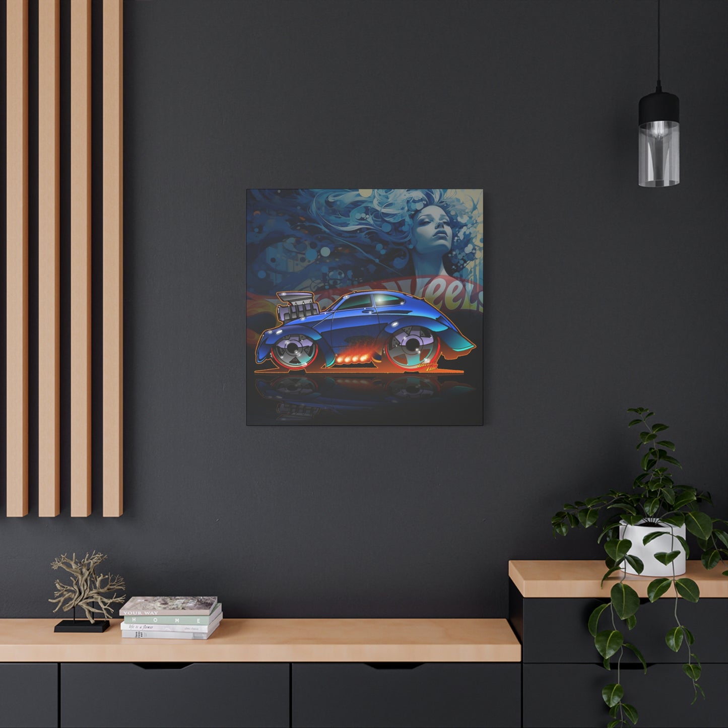 HOT WEEHLS Custom VW Bug Fireball Art Canvas Print