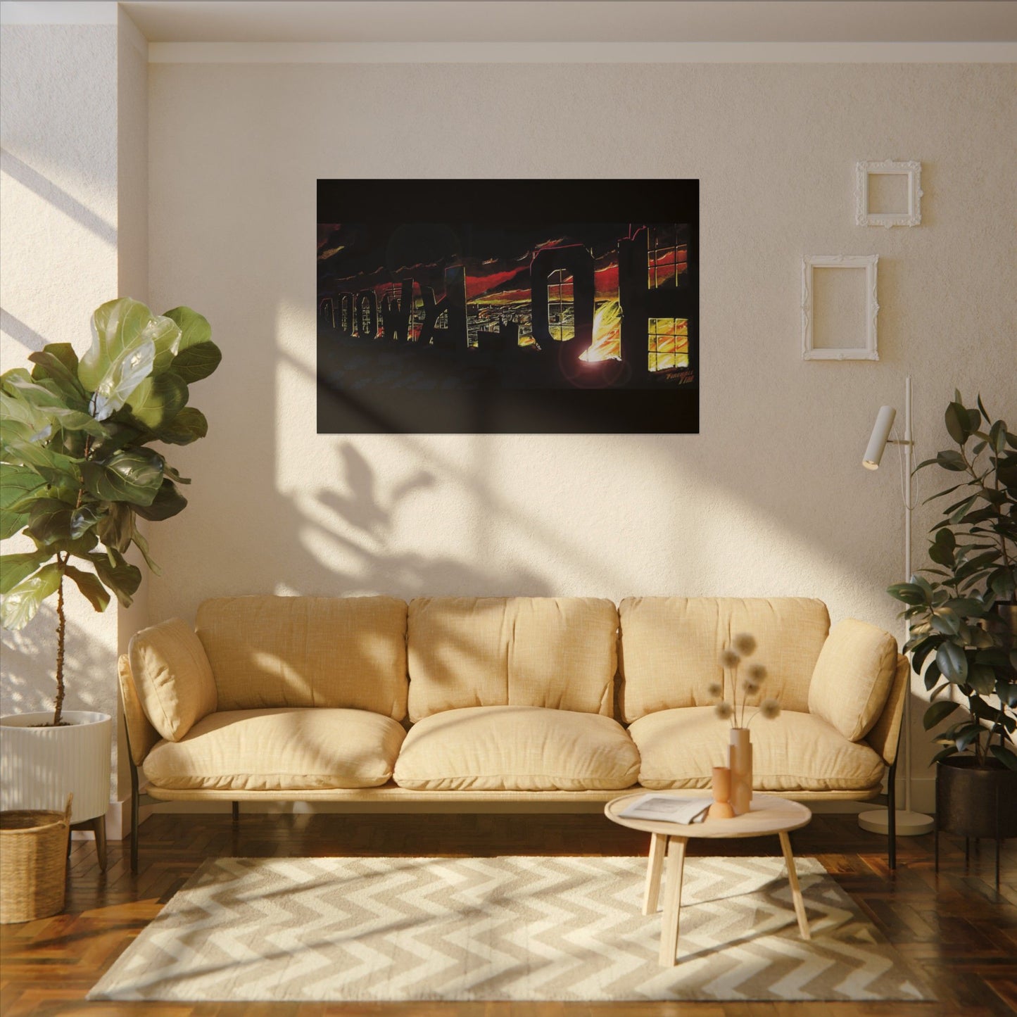 ESCAPE FROM LA Hollywood Sigh Fireball Concept Art Canvas Print