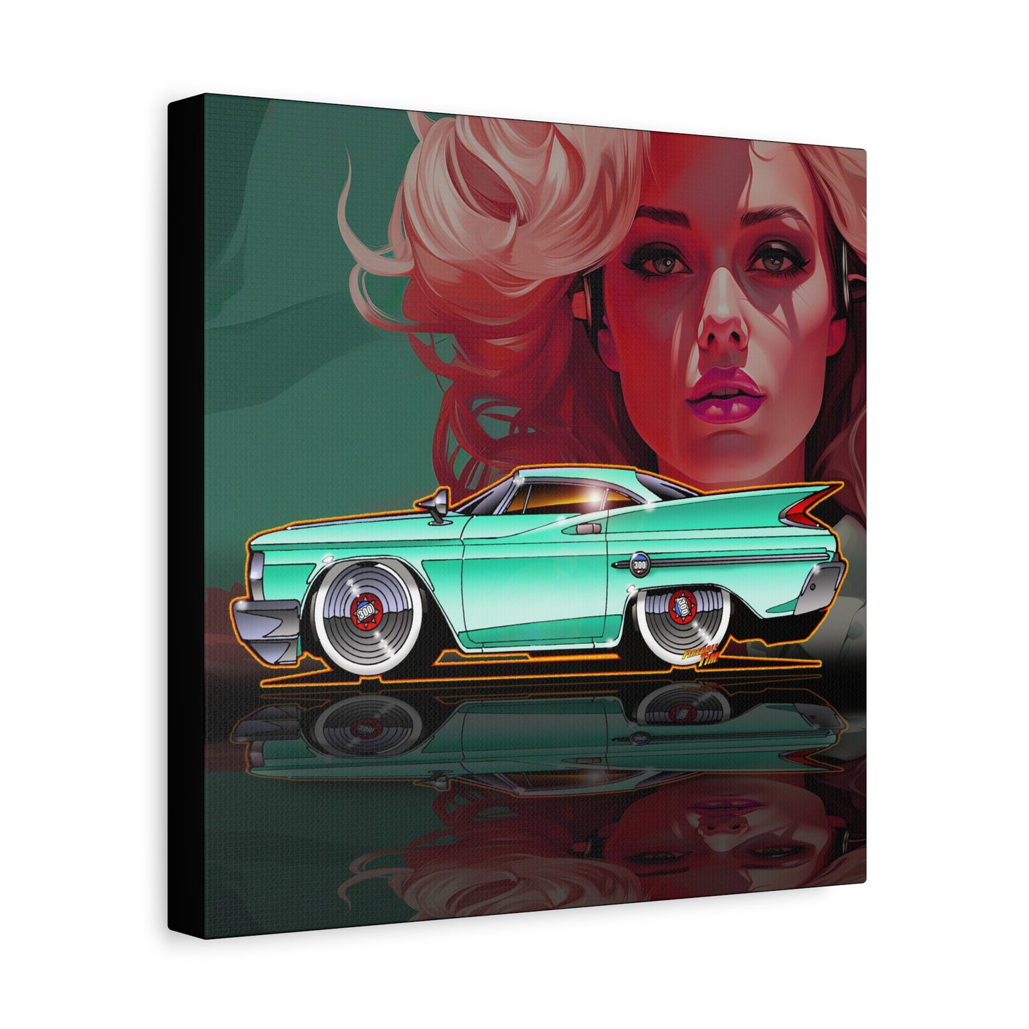 CHRYSLER 300F 1960 Fireball Classic Car Art Canvas Print - 12x12
