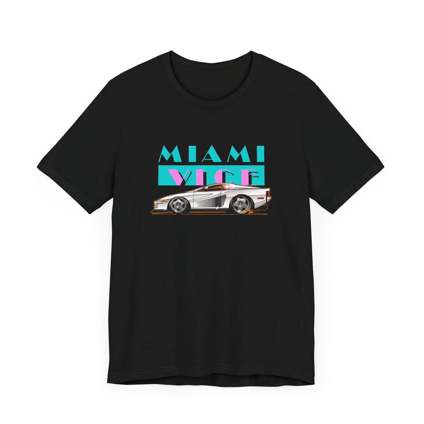 MIAMI VICE FERRARI TESTAROSSA TV Show Short Sleeve Tee 12 Colors